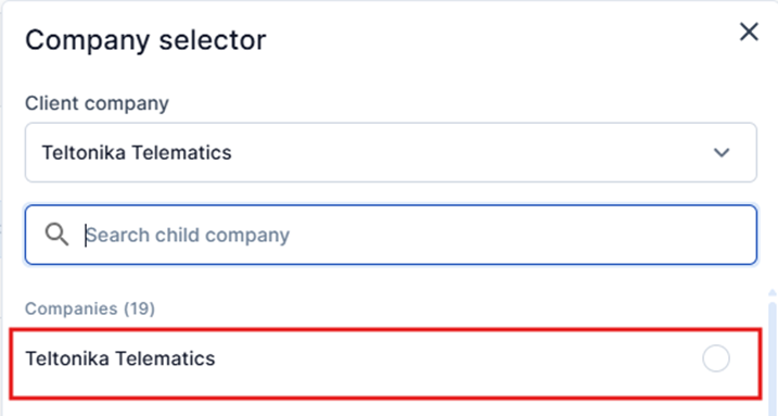 Selector companie TachoSync